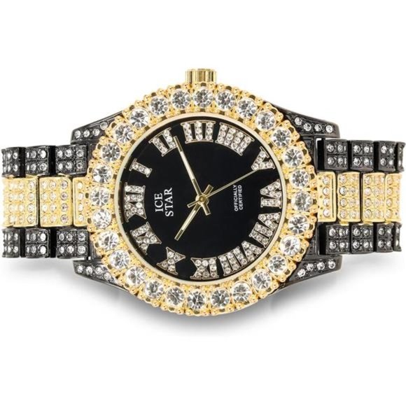 NEW Iced Out Gold/Black Apple Watch Band - Picture 5 of 6